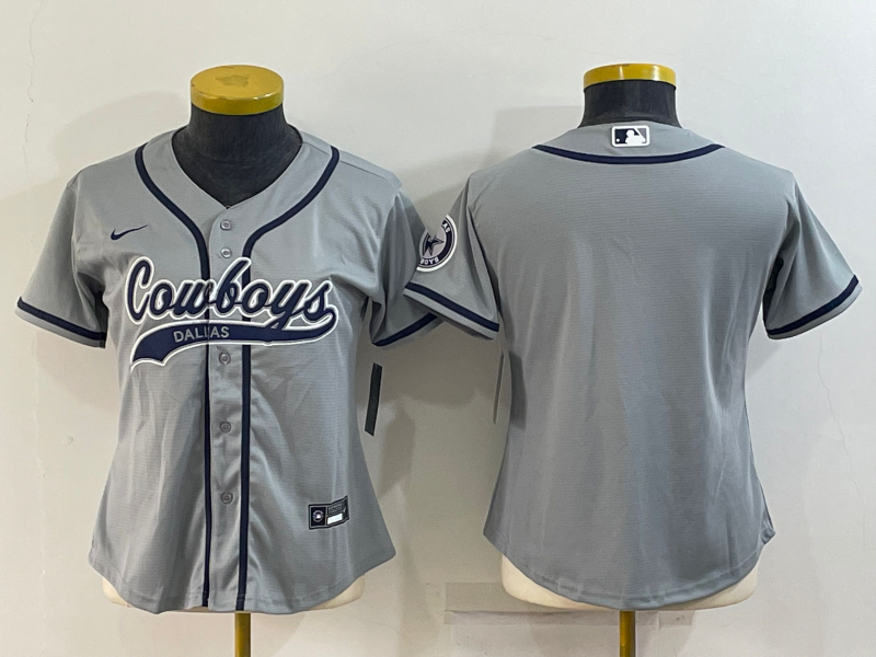 Youth Dallas Cowboys Blank Grey With Patch Cool Base Stitched Baseball Jersey